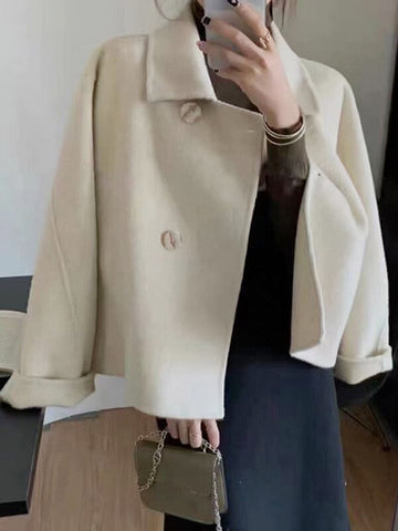 Airchics manteau en laine courte boutonnage col revers femme mode